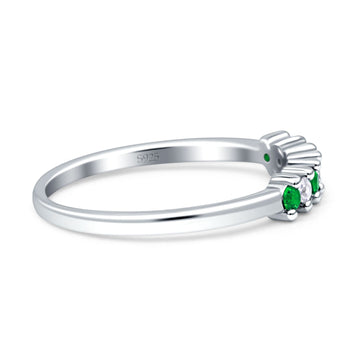 Round Dazzling Eternity Wedding Band Simulated Green Emerald 925 Sterling Silver Wholesale